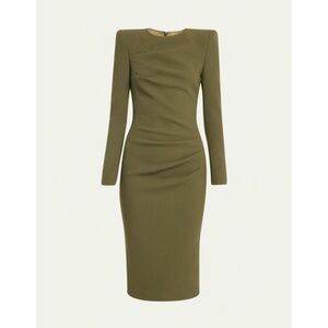 Sergio Hudson Pleated Sheath Wool Dress - Size 6